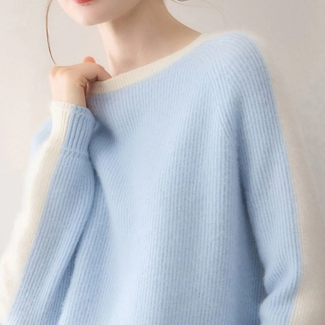 Veronica Color Block Crewneck Sweater | Ribbed Cuffs Raglan Sleeves Sweater - Image 6