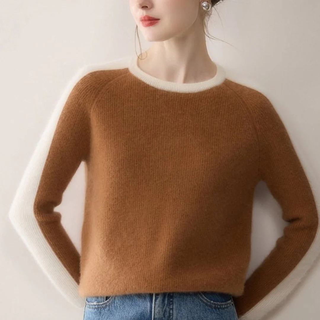 Veronica Color Block Crewneck Sweater | Ribbed Cuffs Raglan Sleeves Sweater - Image 7