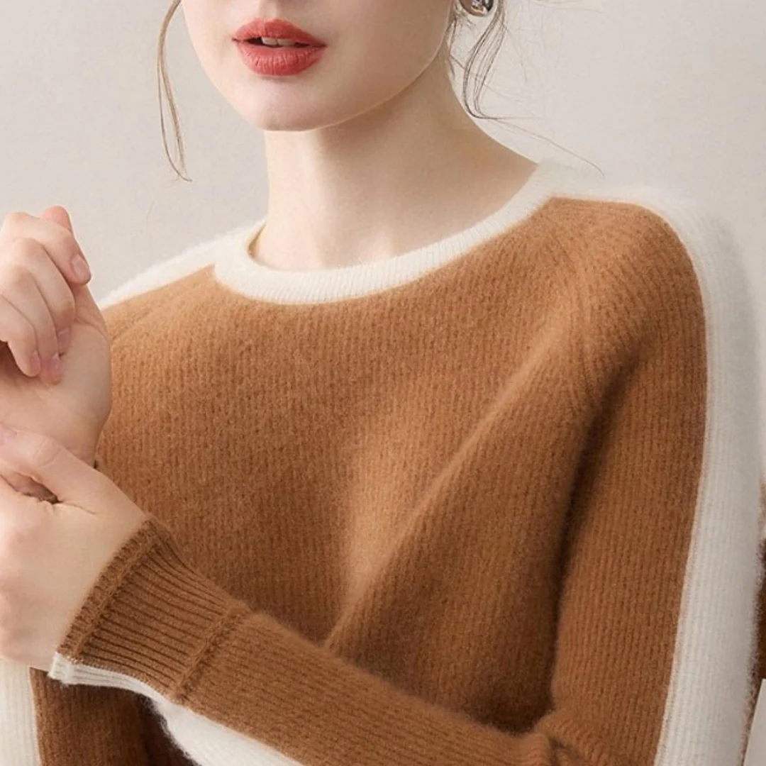 Veronica Color Block Crewneck Sweater | Ribbed Cuffs Raglan Sleeves Sweater - Image 8