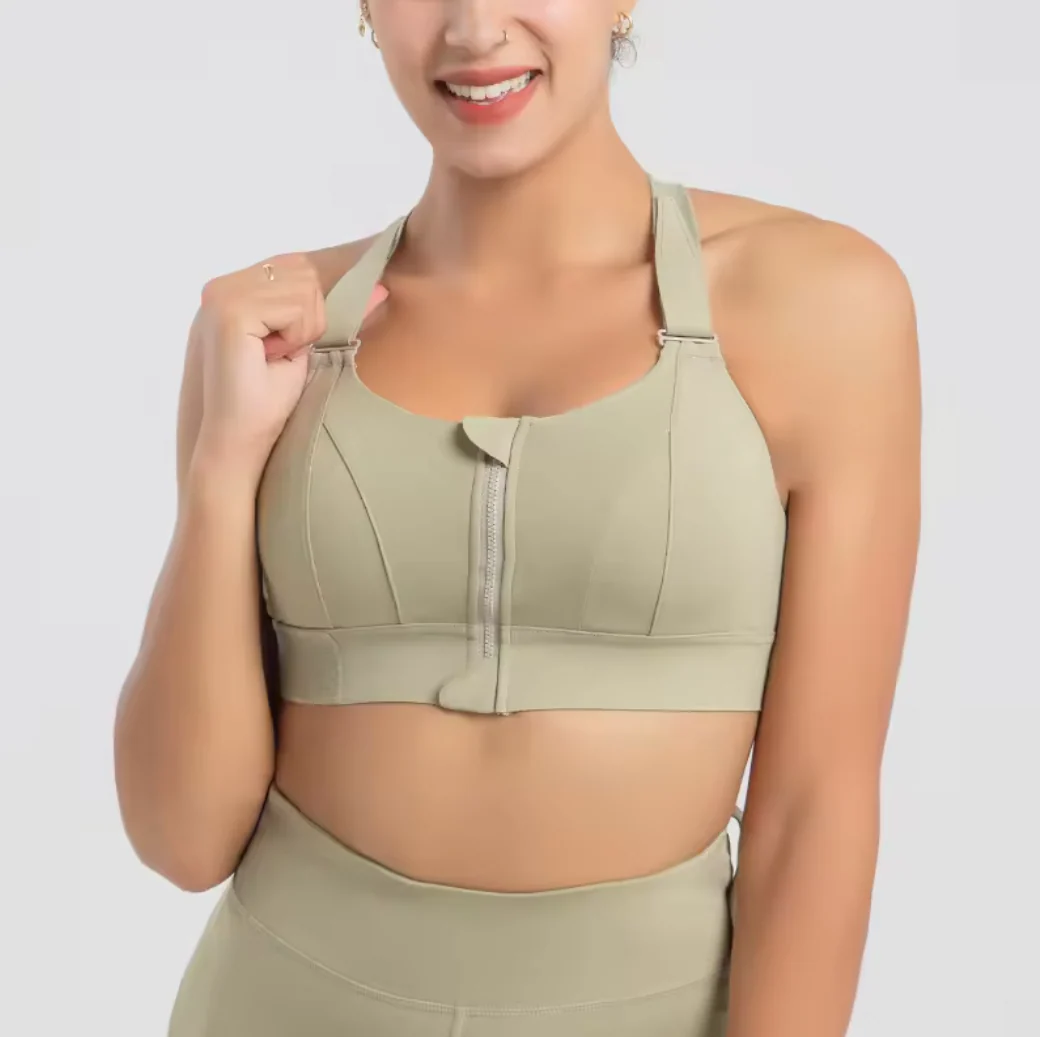 Women's Sports Bra - Front Zip - Adjustable Straps - Breathable and Stretchy - High Support - Image 7