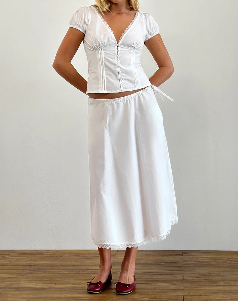 Ladies Blouse – Fitted Model – Short Puff Sleeves – V-Neck with Lace – Stretch Comfort - Image 4
