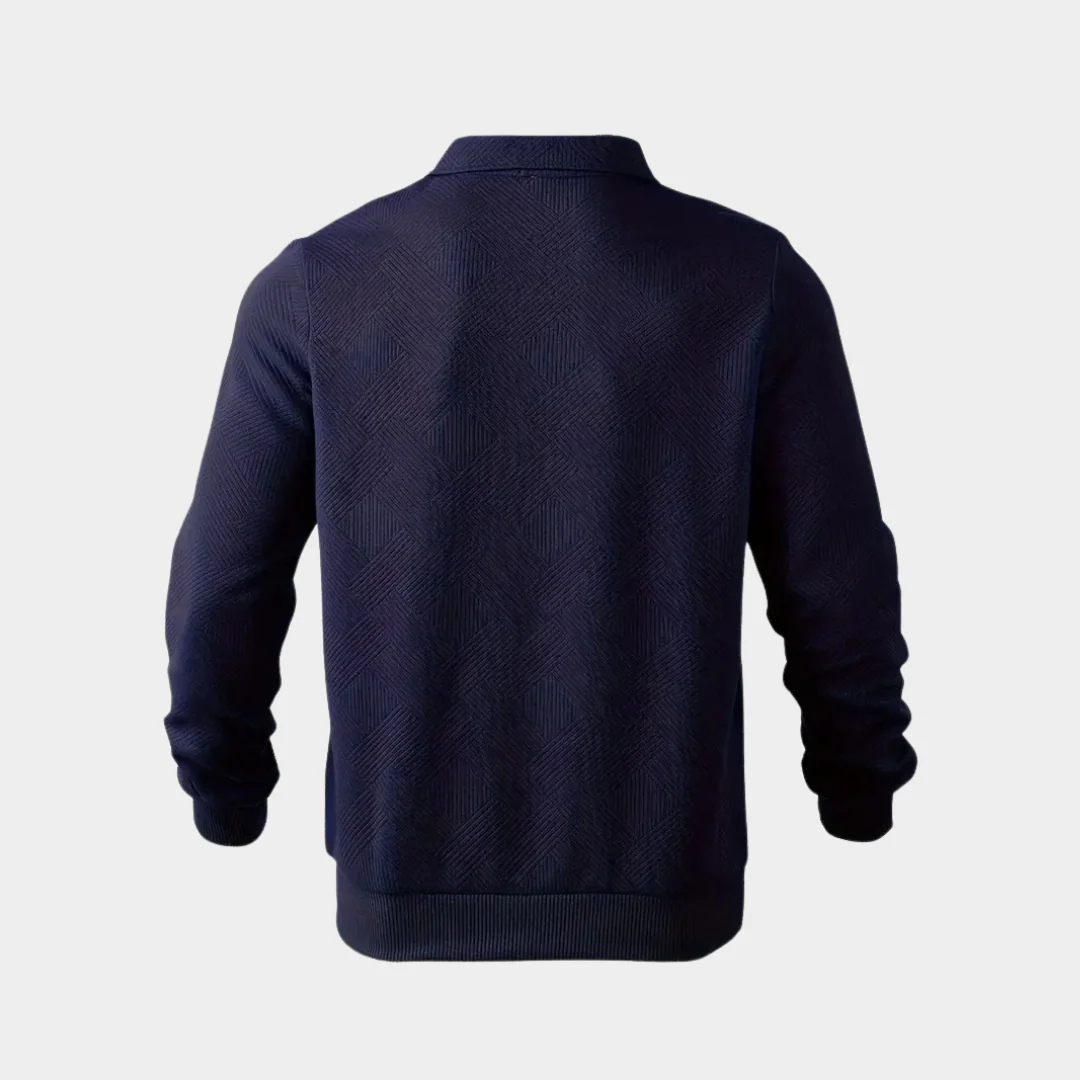 Men's Sweater - Half Zip - Knitted Texture Pattern - Ribbed Cuffs - Comfort Fit - Image 4
