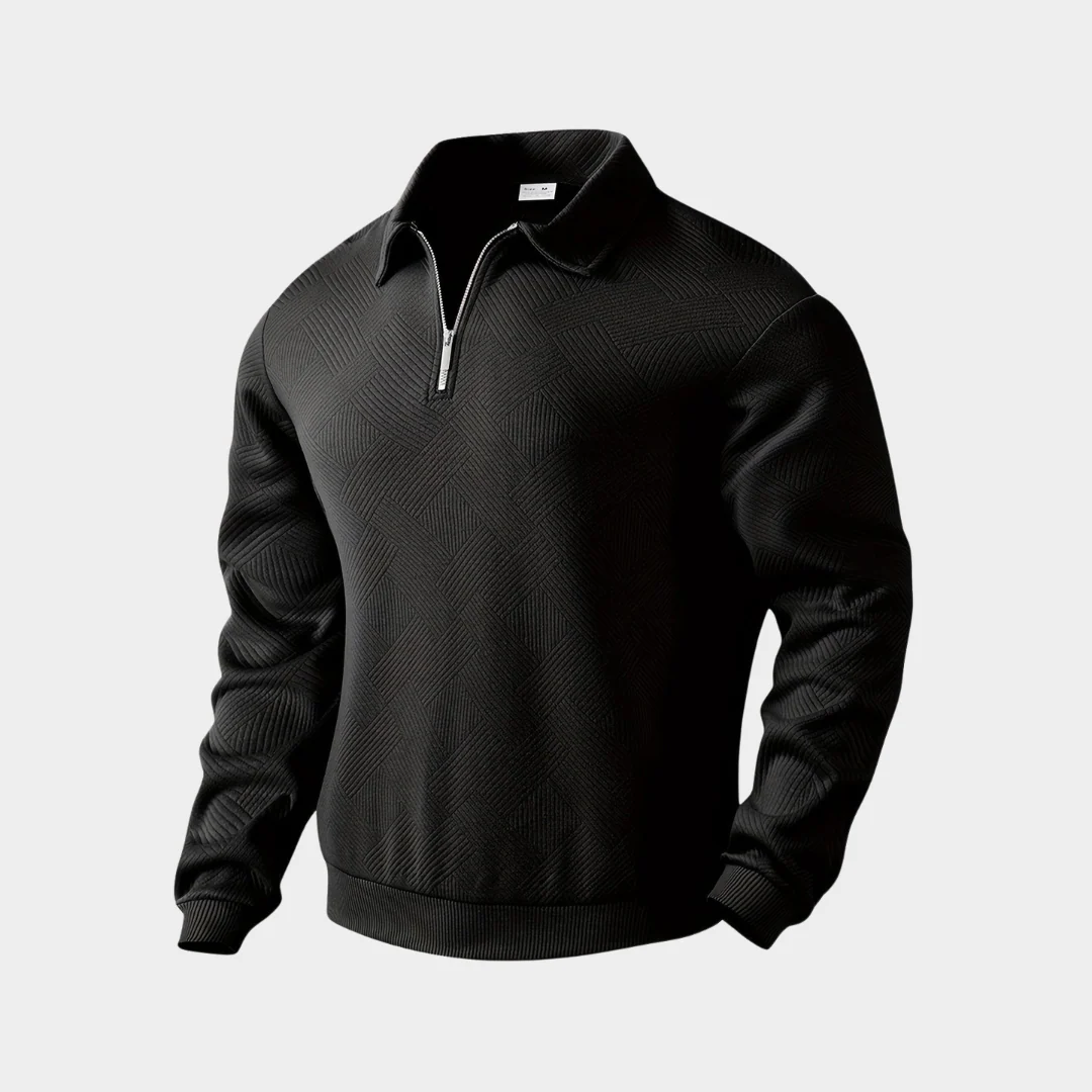 Men's Sweater - Half Zip - Knitted Texture Pattern - Ribbed Cuffs - Comfort Fit - Image 5