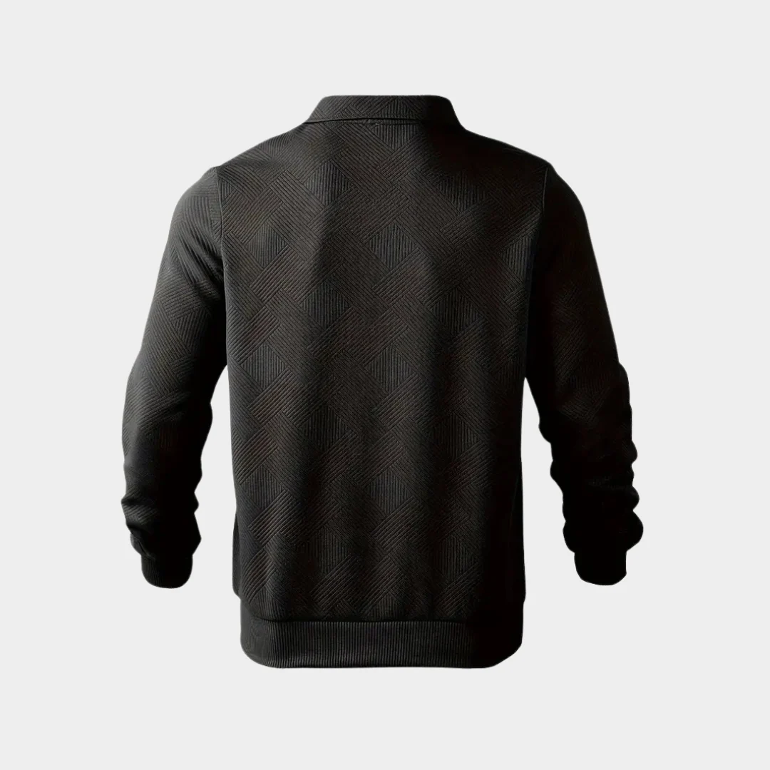 Men's Sweater - Half Zip - Knitted Texture Pattern - Ribbed Cuffs - Comfort Fit - Image 6