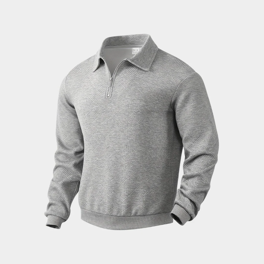 Men's Sweater - Half Zip - Knitted Texture Pattern - Ribbed Cuffs - Comfort Fit - Image 7
