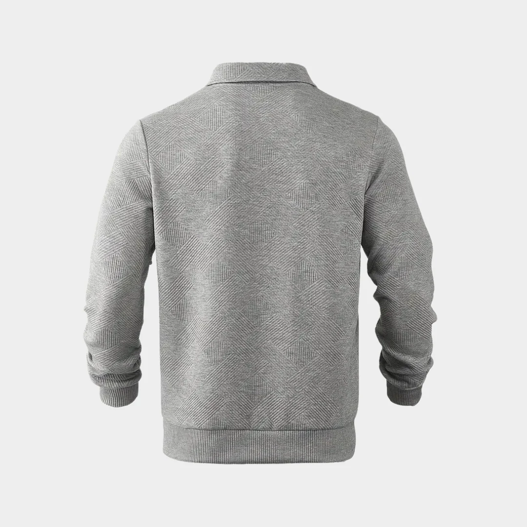 Men's Sweater - Half Zip - Knitted Texture Pattern - Ribbed Cuffs - Comfort Fit - Image 8