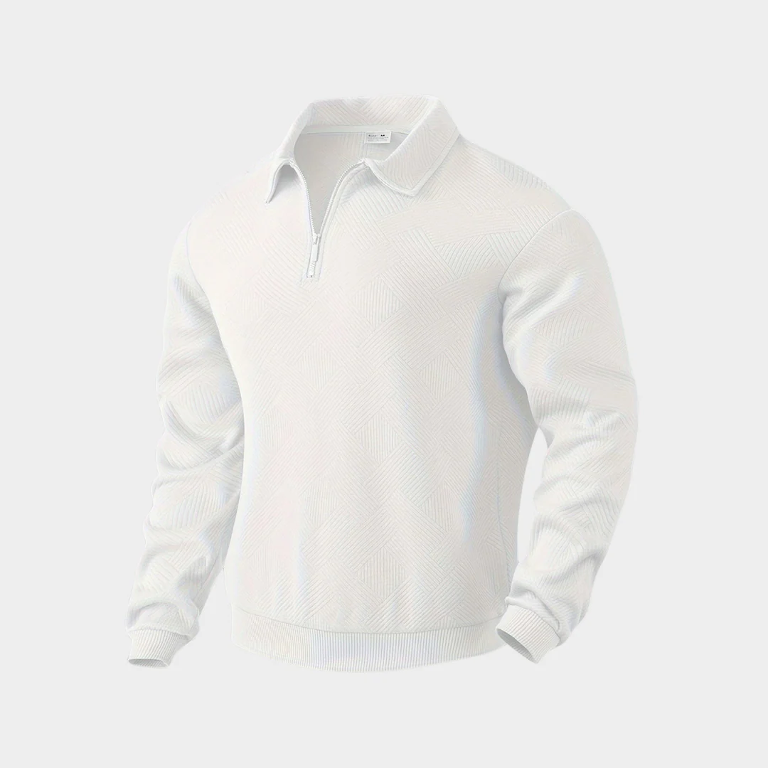 Men's Sweater - Half Zip - Knitted Texture Pattern - Ribbed Cuffs - Comfort Fit - Image 9