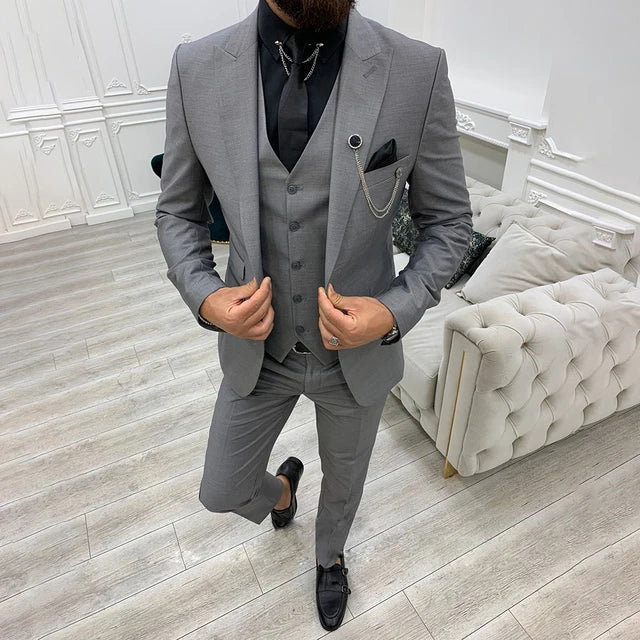 Men's Three-Piece Suit - Slim Fit - Includes Waistcoat - Formal Business Suit - Image 10