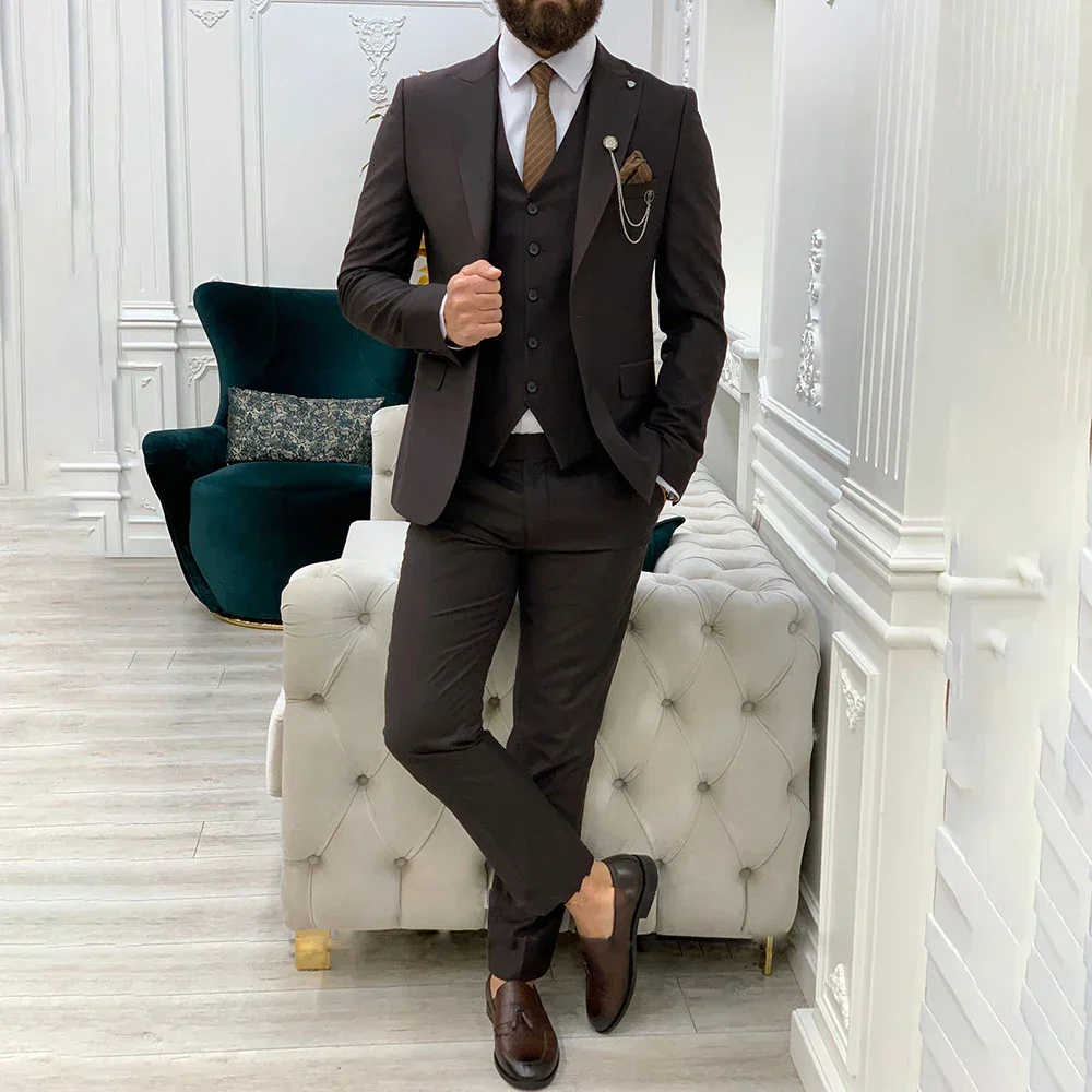 Men's Three-Piece Suit - Slim Fit - Includes Waistcoat - Formal Business Suit - Image 6