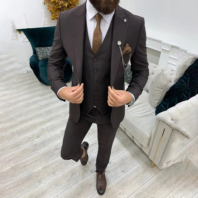Men's Three-Piece Suit - Slim Fit - Includes Waistcoat - Formal Business Suit - Image 9