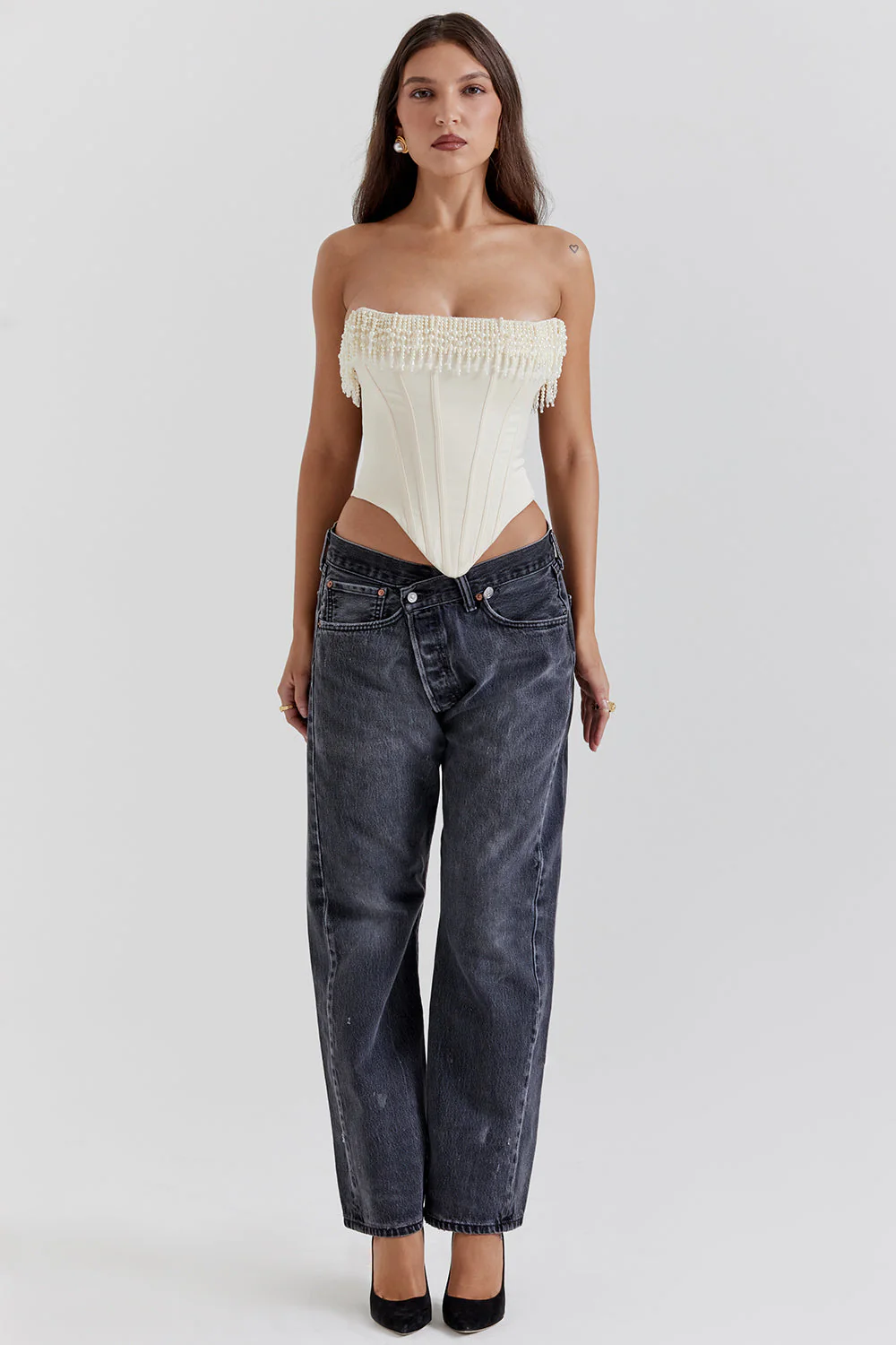 Women's Bustier Top – Strapless – Boning Structure – Beaded Embellishment – Tailored Fit - Image 3