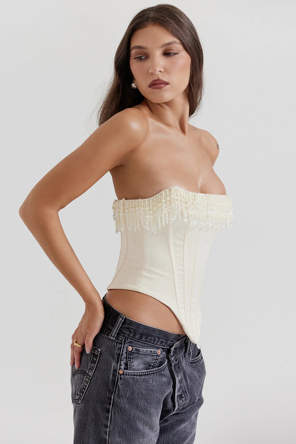 Women's Bustier Top – Strapless – Boning Structure – Beaded Embellishment – Tailored Fit - Image 5