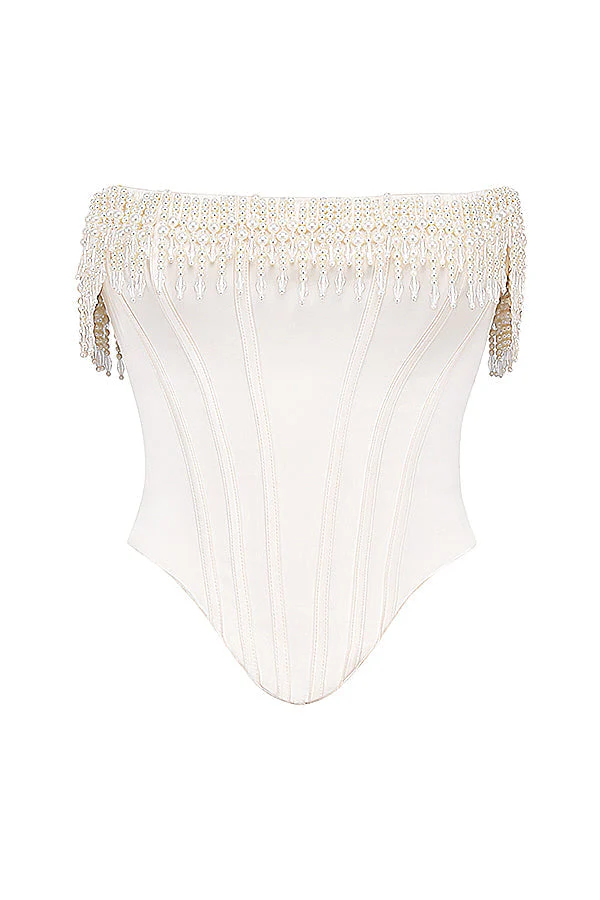 Women's Bustier Top – Strapless – Boning Structure – Beaded Embellishment – Tailored Fit - Image 9