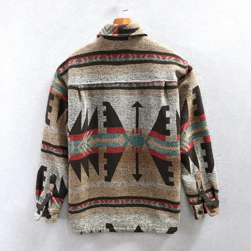 Men's Shirt - Woven Fabric - Geometric Pattern - Regular Fit - Long Sleeve Casual - Image 3