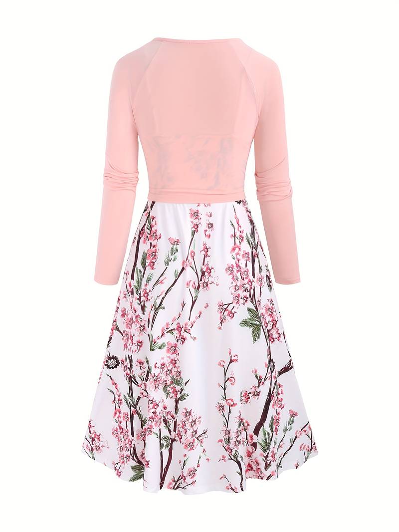 Ladies Dress - Wrap Model with V-Neck - Long Sleeves - A-Line - Waist Belt - Image 3
