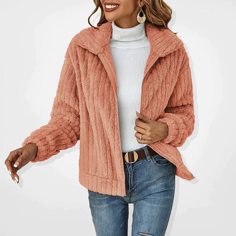 Women's Coat - Faux Fur - Zipper Closure - Soft Collar - Comfortable Fit - Image 5