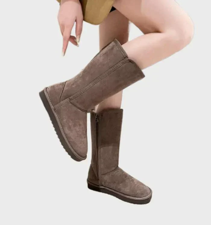 Ladies Boots - Suede - With Fleece Lining - Comfortable - Rubber Sole - Casual - Image 2