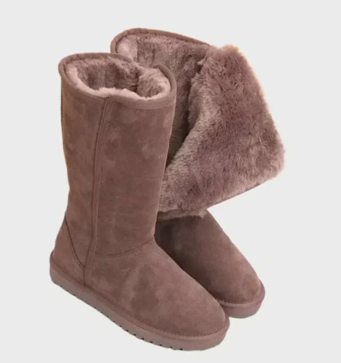 Ladies Boots - Suede - With Fleece Lining - Comfortable - Rubber Sole - Casual - Image 4