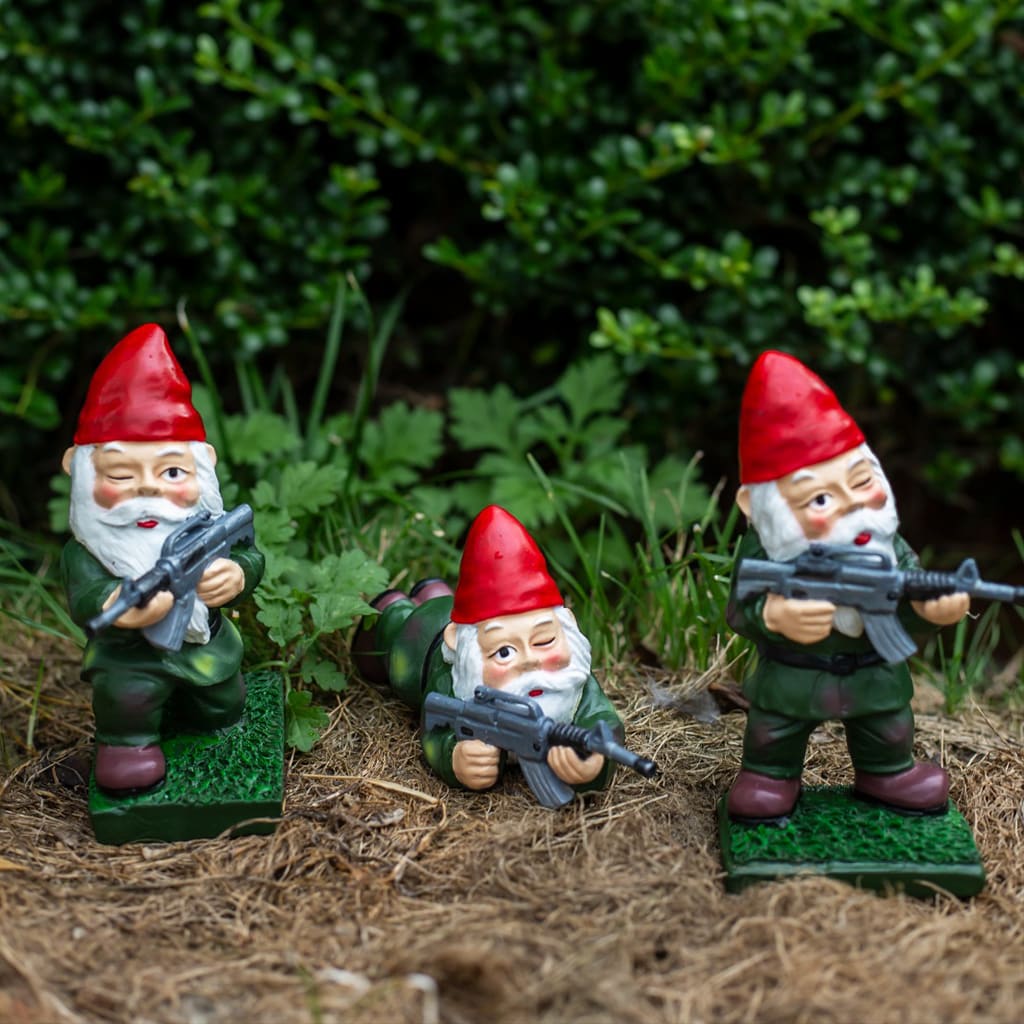 Whimsical Ceramic Garden Gnome With Rifle - Image 4