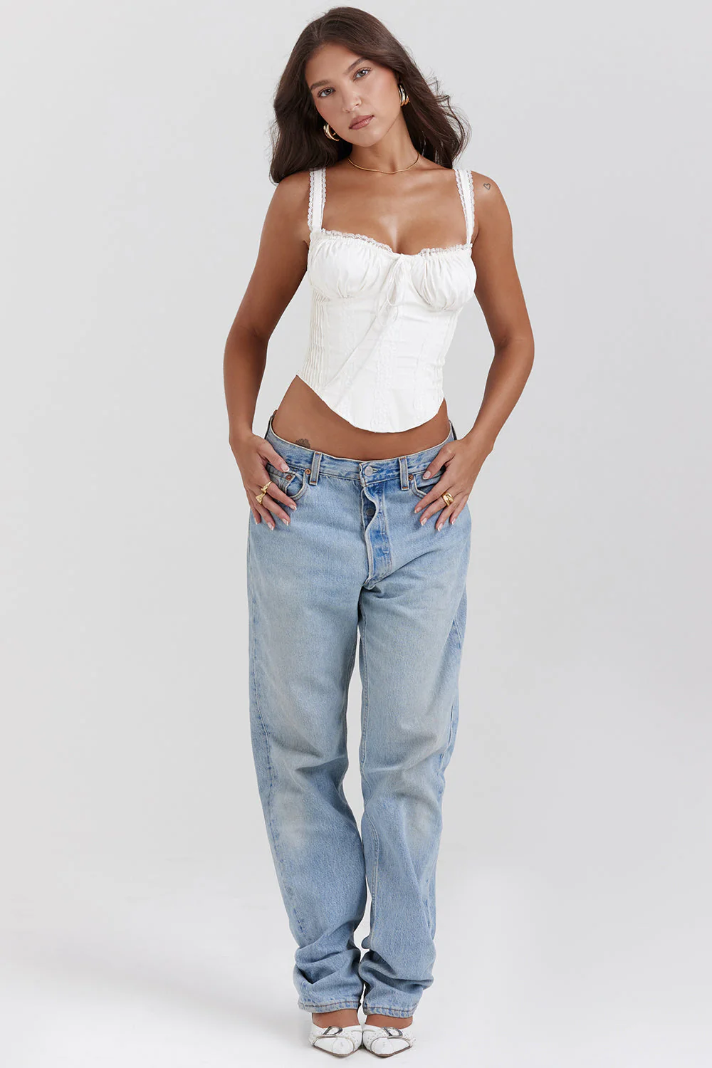 Ladies Corset Top – Satin Look – Lace Details – Adjustable Straps – Fitted Model - Image 5