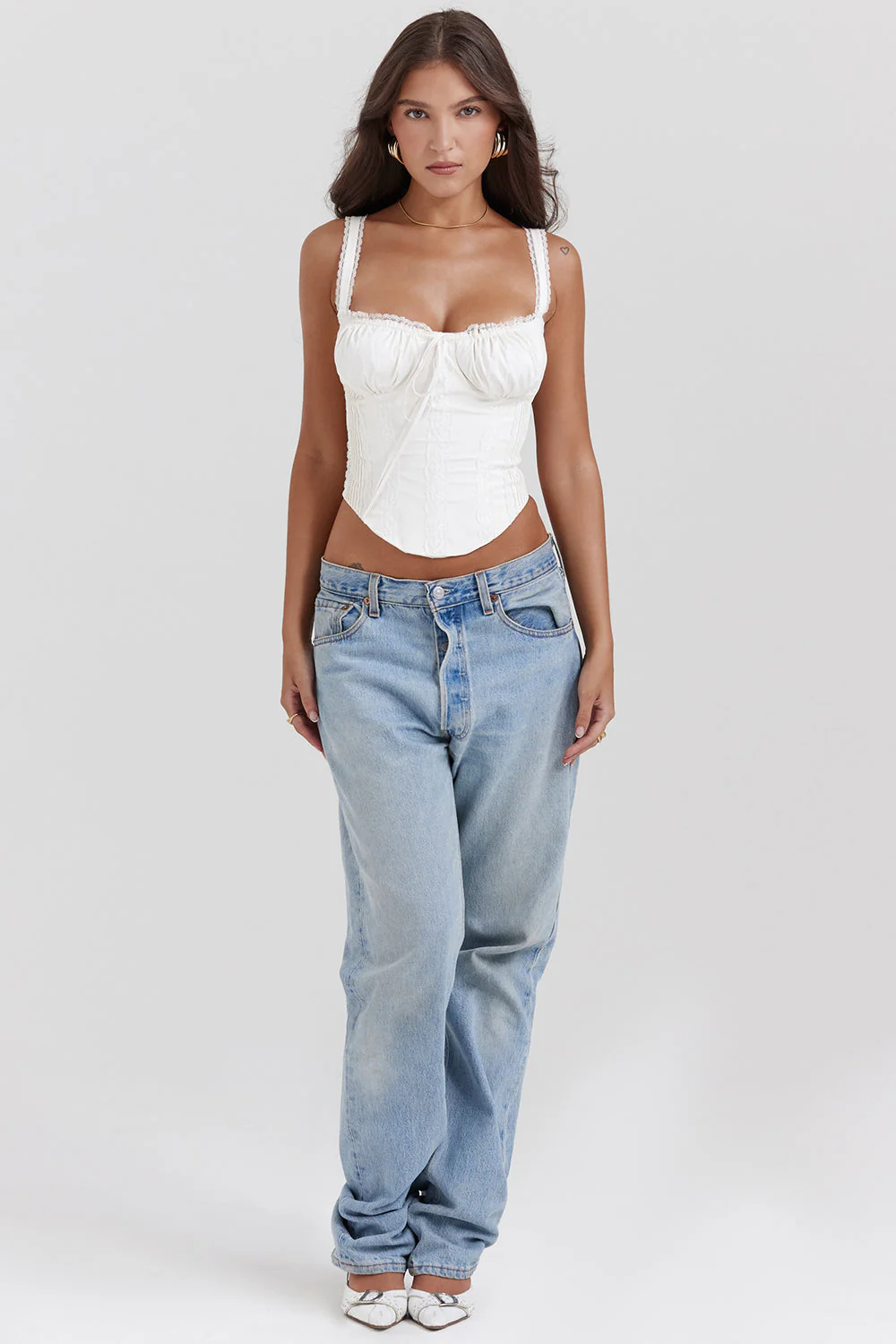 Ladies Corset Top – Satin Look – Lace Details – Adjustable Straps – Fitted Model - Image 6