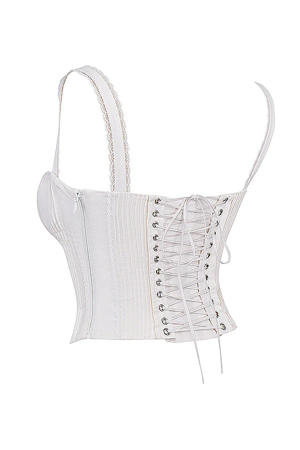 Ladies Corset Top – Satin Look – Lace Details – Adjustable Straps – Fitted Model - Image 9