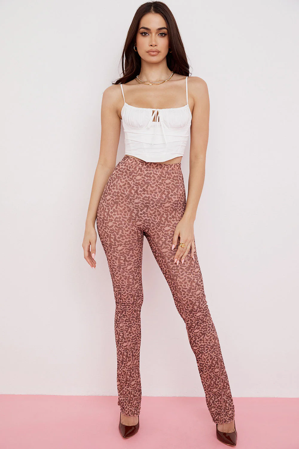 Ladies Crop Top – Sweetheart Neckline – Spaghetti Straps – Ruffles – Bow Detail - Image 3