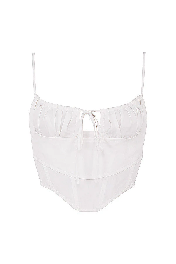 Ladies Crop Top – Sweetheart Neckline – Spaghetti Straps – Ruffles – Bow Detail - Image 5