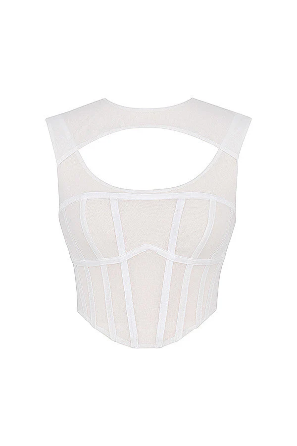 Ladies Bustier Crop Top - Cut-Out Neckline - Fitted - Sleeveless Corset Design - Image 7
