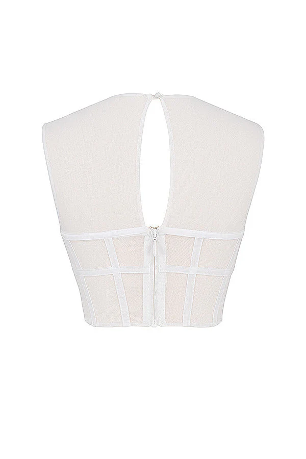 Ladies Bustier Crop Top - Cut-Out Neckline - Fitted - Sleeveless Corset Design - Image 8