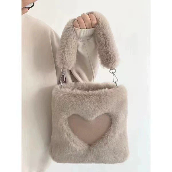 Ellie - Fluffy Heart-Shaped Tote Bag - Image 9