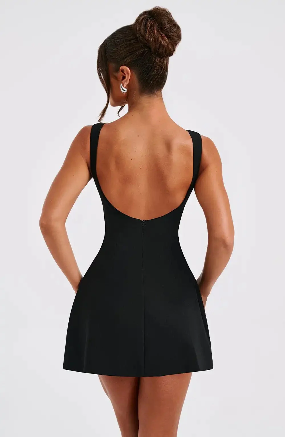 Ladies Mini Dress – A-Line – Boat Neck – Sleeveless – Elegant Semi-Formal Look - Image 3