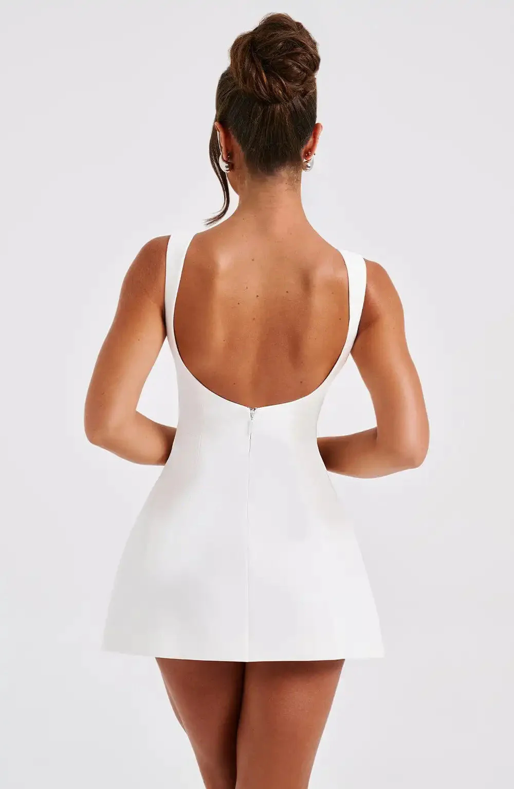 Ladies Mini Dress – A-Line – Boat Neck – Sleeveless – Elegant Semi-Formal Look - Image 4