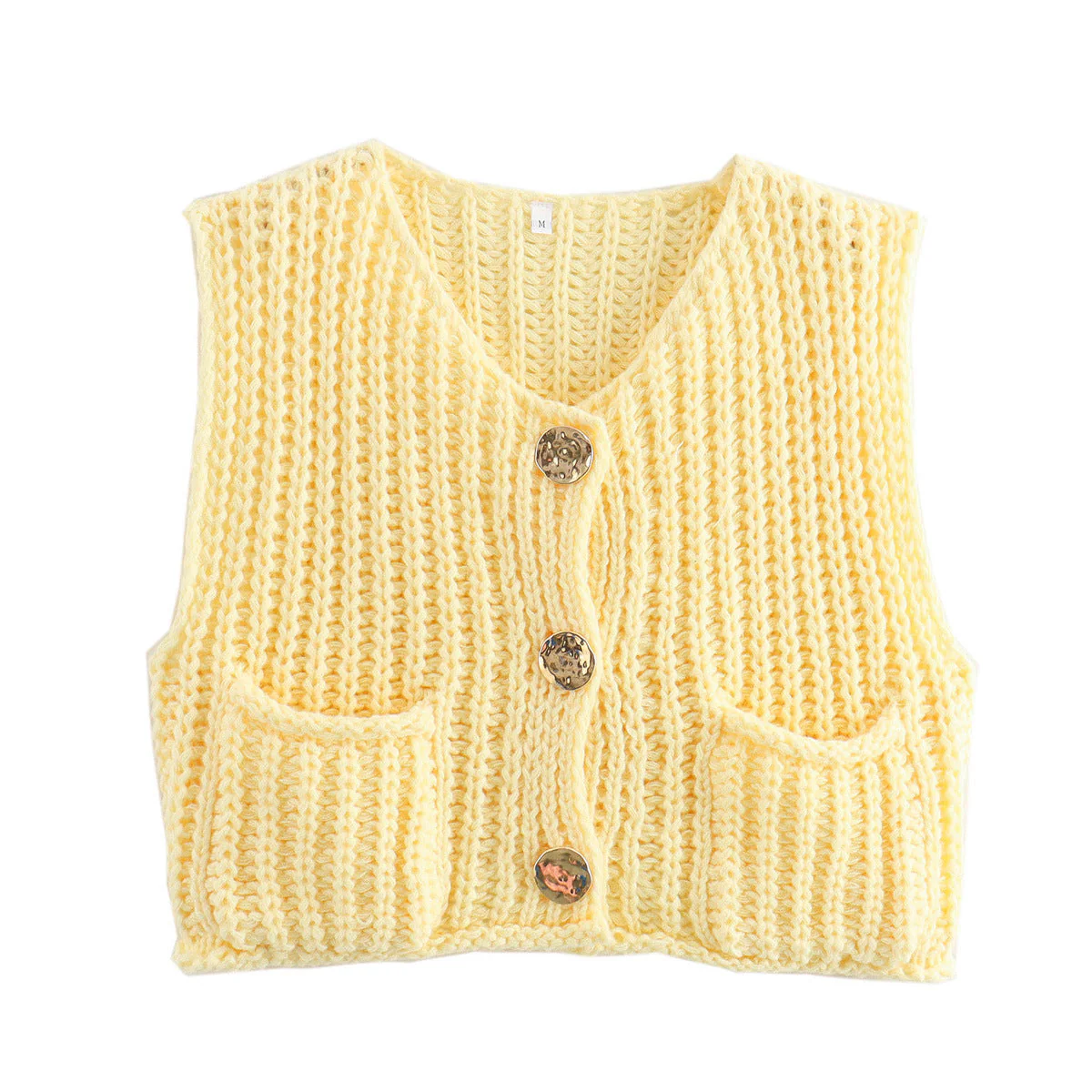 Women's Knitted Vest – Sleeveless – Chunky Texture – Loose Fit – Button Closure - Image 10