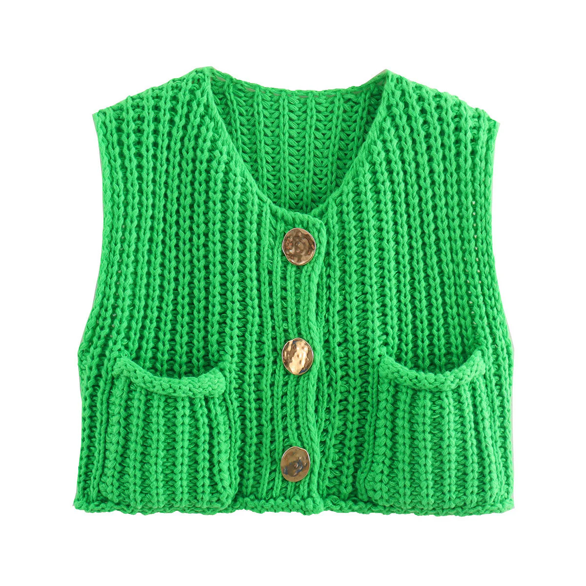 Women's Knitted Vest – Sleeveless – Chunky Texture – Loose Fit – Button Closure - Image 11