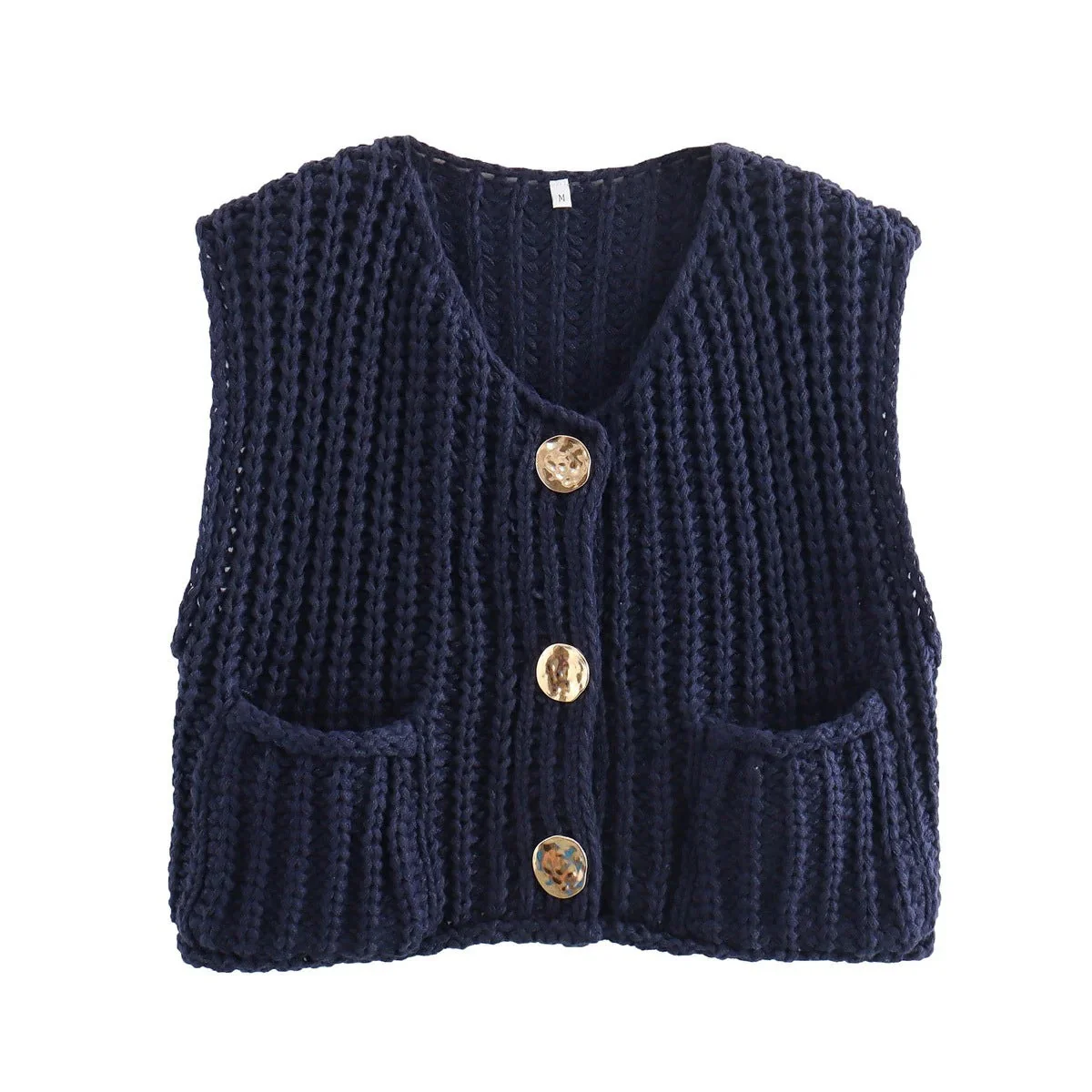 Women's Knitted Vest – Sleeveless – Chunky Texture – Loose Fit – Button Closure - Image 13