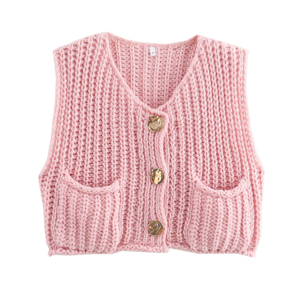 Women's Knitted Vest – Sleeveless – Chunky Texture – Loose Fit – Button Closure - Image 14