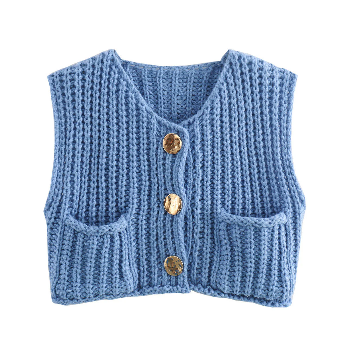 Women's Knitted Vest – Sleeveless – Chunky Texture – Loose Fit – Button Closure - Image 16
