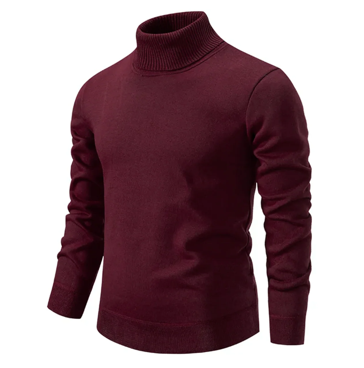 Men's Turtleneck - Slim Fit - Warm Wool Mix - Knitted Long Sleeves - Image 3