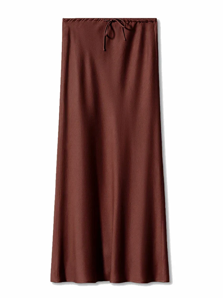Women's Maxi Skirt - Satin Look - Adjustable Waist - Elegant Flowy Fit - Image 10