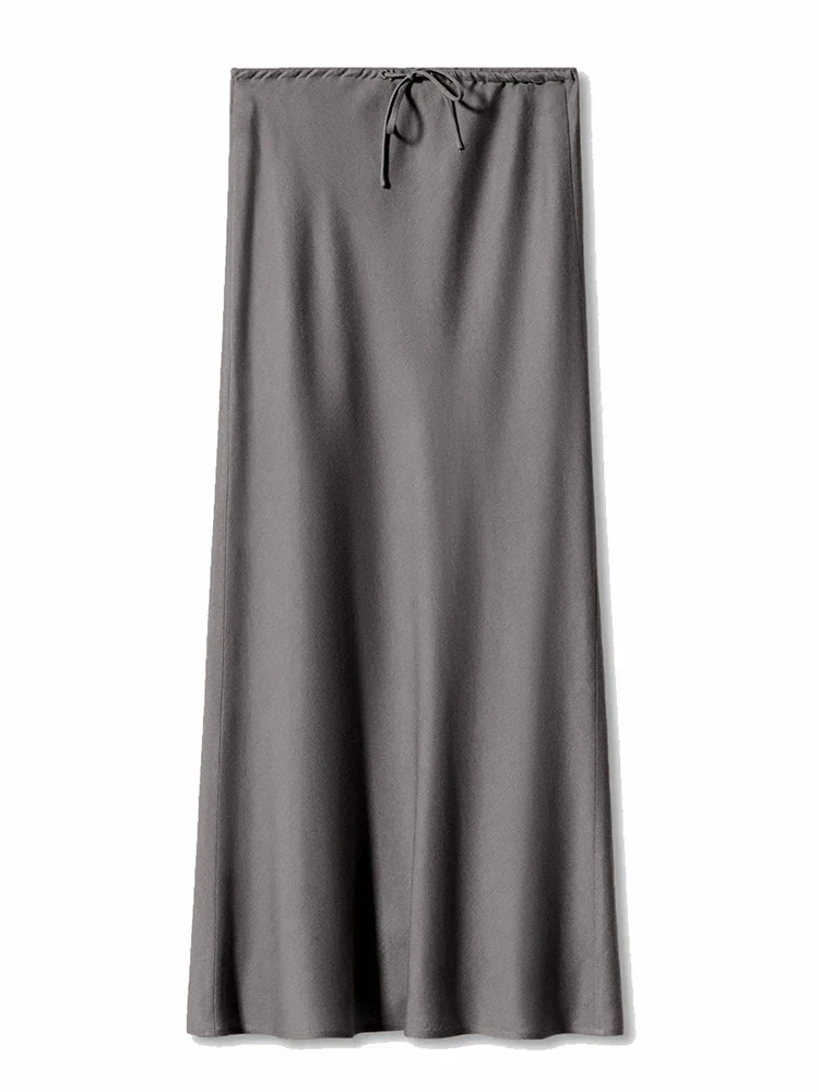 Women's Maxi Skirt - Satin Look - Adjustable Waist - Elegant Flowy Fit - Image 11