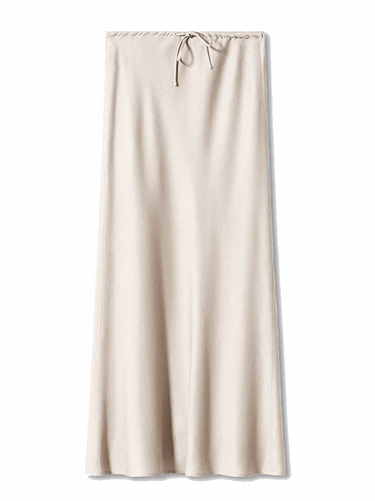 Women's Maxi Skirt - Satin Look - Adjustable Waist - Elegant Flowy Fit - Image 14