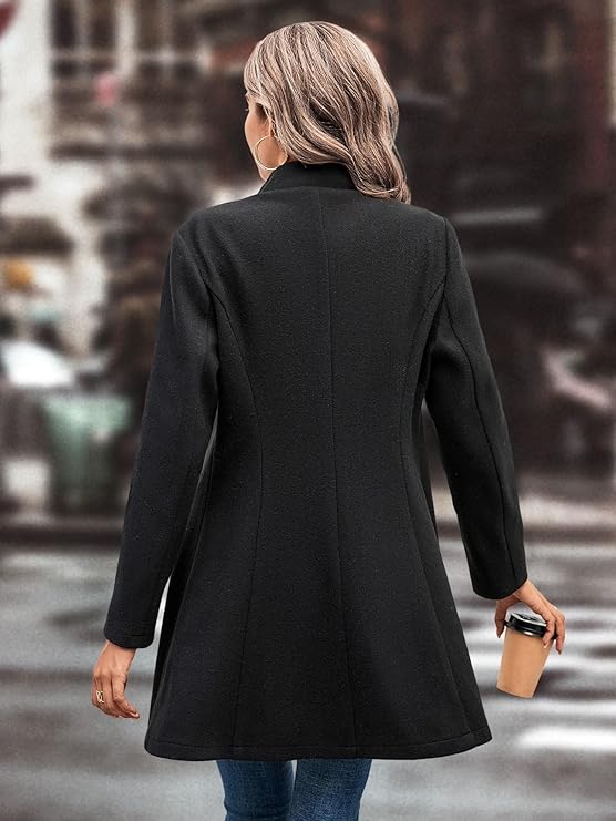 Women's Coat - Fitted Model - A-line Fit - Long Sleeves - Classic Lapels - Image 2