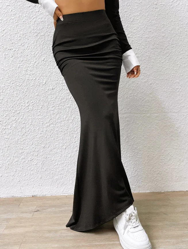 Women's Maxi Skirt - High Waist - Tailored Fit - Stretchy Flared Model - Image 2